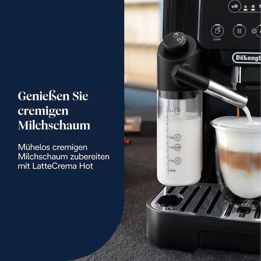 Kaffeevollautomat mit LatteCrema-Technik.4 One-Touch-Getränke,Soft-Touch-Bedienfeld.Schwarz.