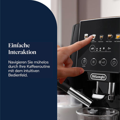 Kaffeevollautomat mit LatteCrema-Technik.4 One-Touch-Getränke,Soft-Touch-Bedienfeld.Schwarz.
