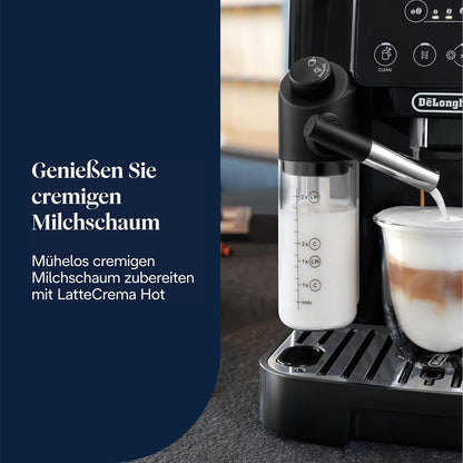 Kaffeevollautomat mit LatteCrema-Technik.4 One-Touch-Getränke,Soft-Touch-Bedienfeld.Schwarz.